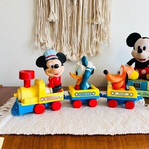 Vintage Disney Mickey Mouse Train with Donald Duck and Pluto Wind-Up  (3723)